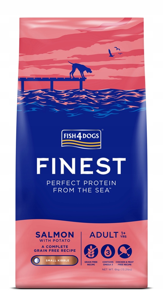 FISH4DOGS Granule malé pro dospělé psy Finest losos s bramborami 6 kg,1+