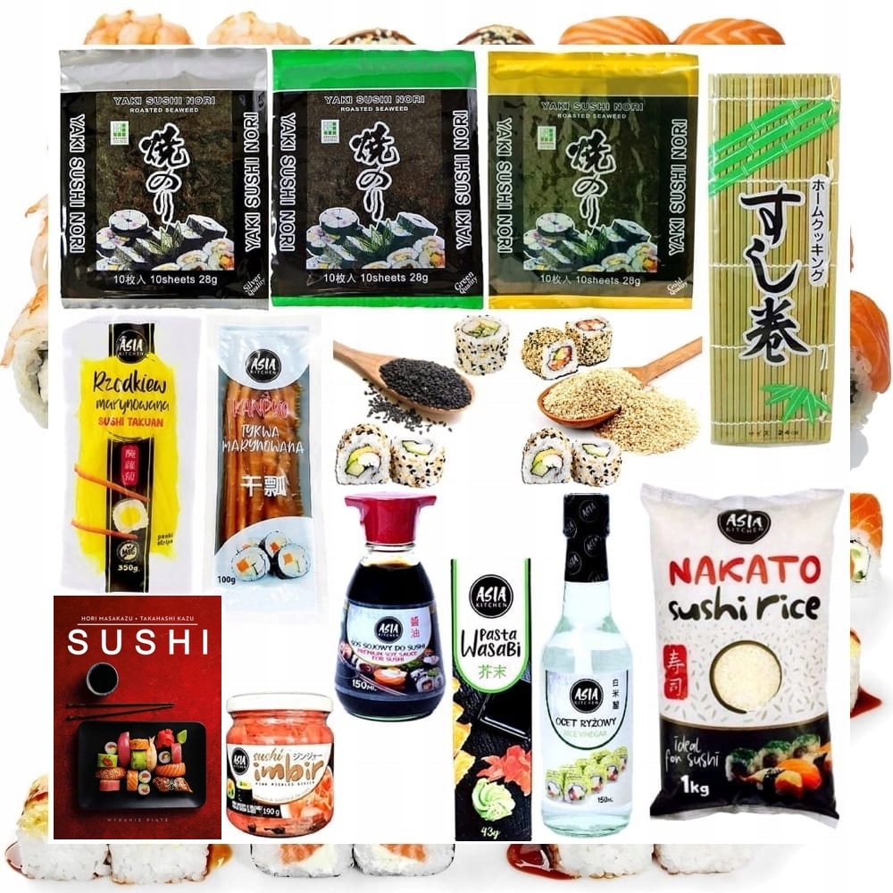 Zestaw Do Robienia Sushi 14 Produktów z Książką Mata Ocet Ryż