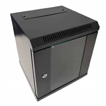 Szafa wisząca Rack 10'', 6U, 300 mm, Netrack S-Line, czarna, drzwi szklane