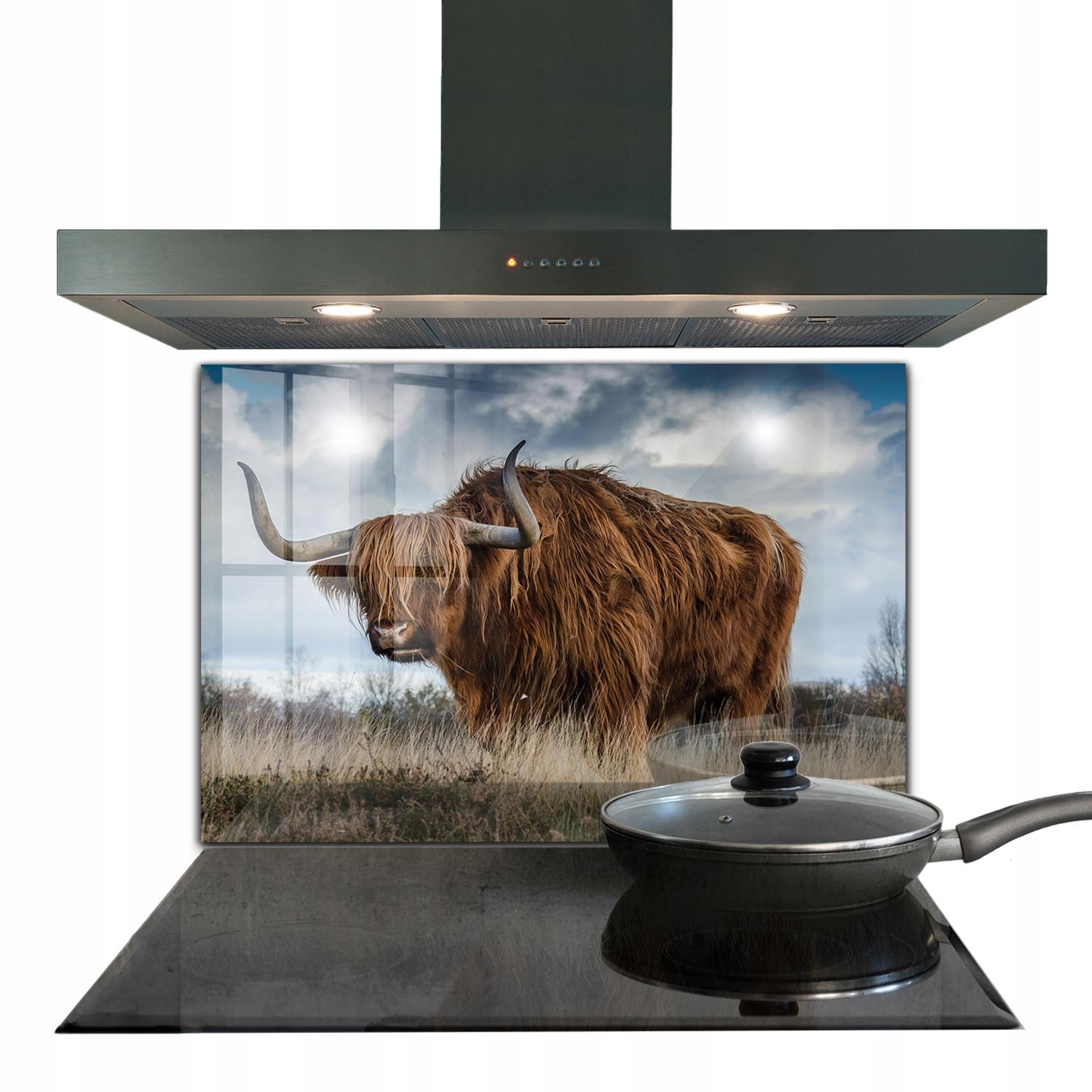 Tvrdený panel do kuchyne Krava Highland Boho
