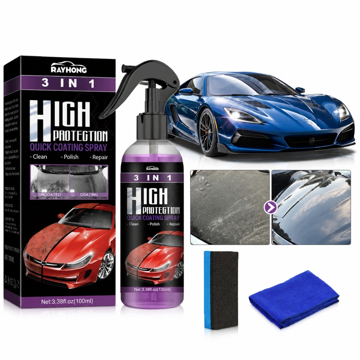 Nano Powłoka Ceramiczna Spray do Lakieru Auta Efekt Hydrofobowy Detailer
