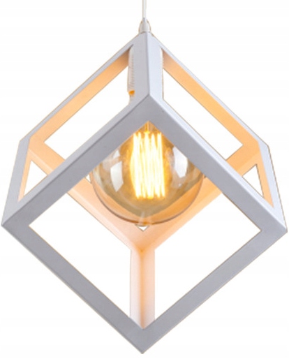 

Lampa wisząca metalowa industrial kostka biała