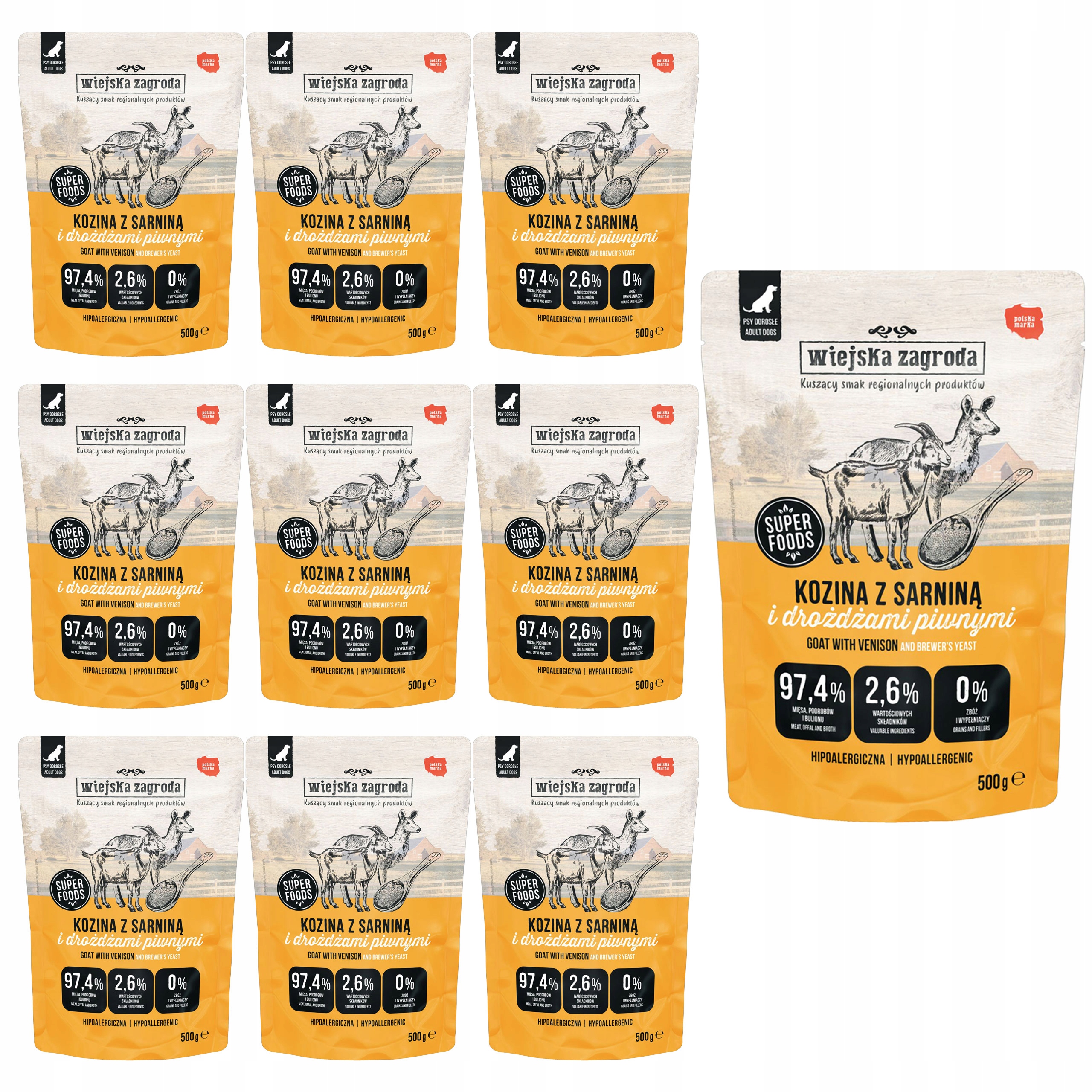 Levně Wiejska Zagroda krmivo pro psa Kozina se srnkou 10 x 500 g