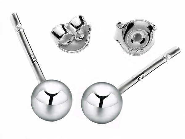 

Kolczyki Srebrne 925 Kule Kulki 4mm
