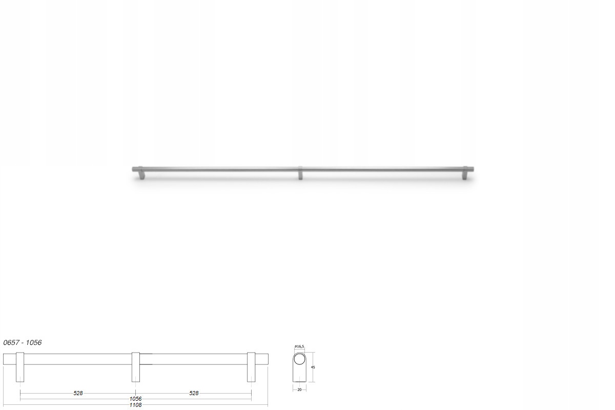 Nábytková úchytka Viefe Nobb 0657 rozteč 1056, délka 1108 ocel