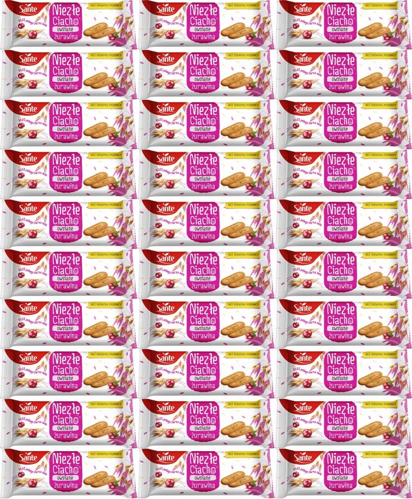 Sante Ciasteczka Owsiane z Żurawiną 2szt 30g x100