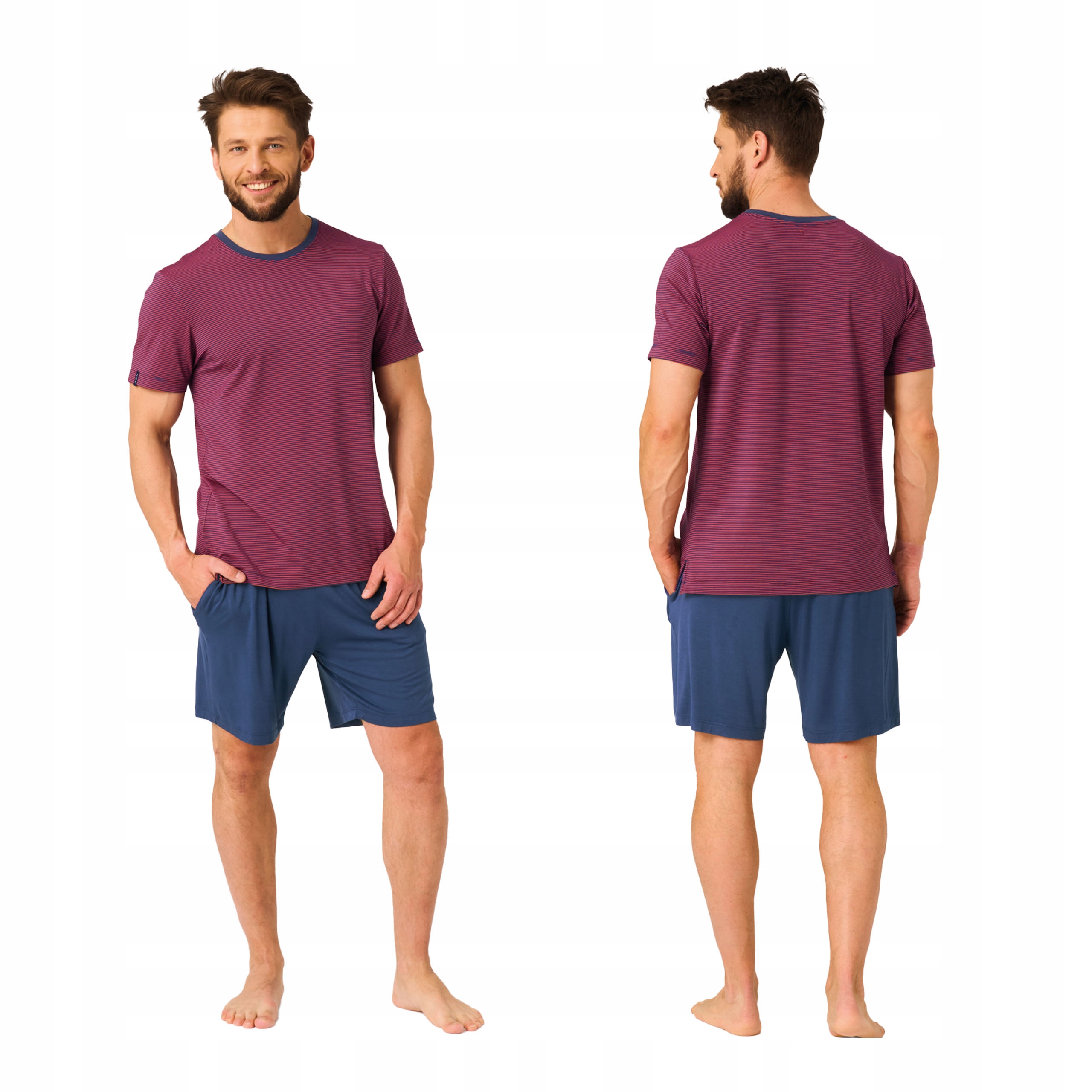 Pánské pyžamo s krátkým rukávem, krátké kraťasy, M, krátká viskóza, bambus