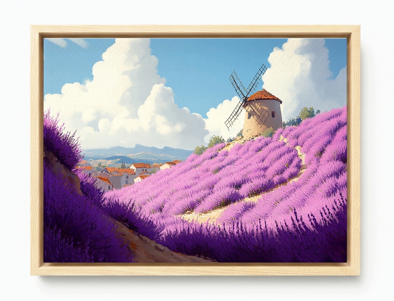 Obraz Rama American Box Francúzsko Provence Vetrák Levanduľa Hory Leto 80x60