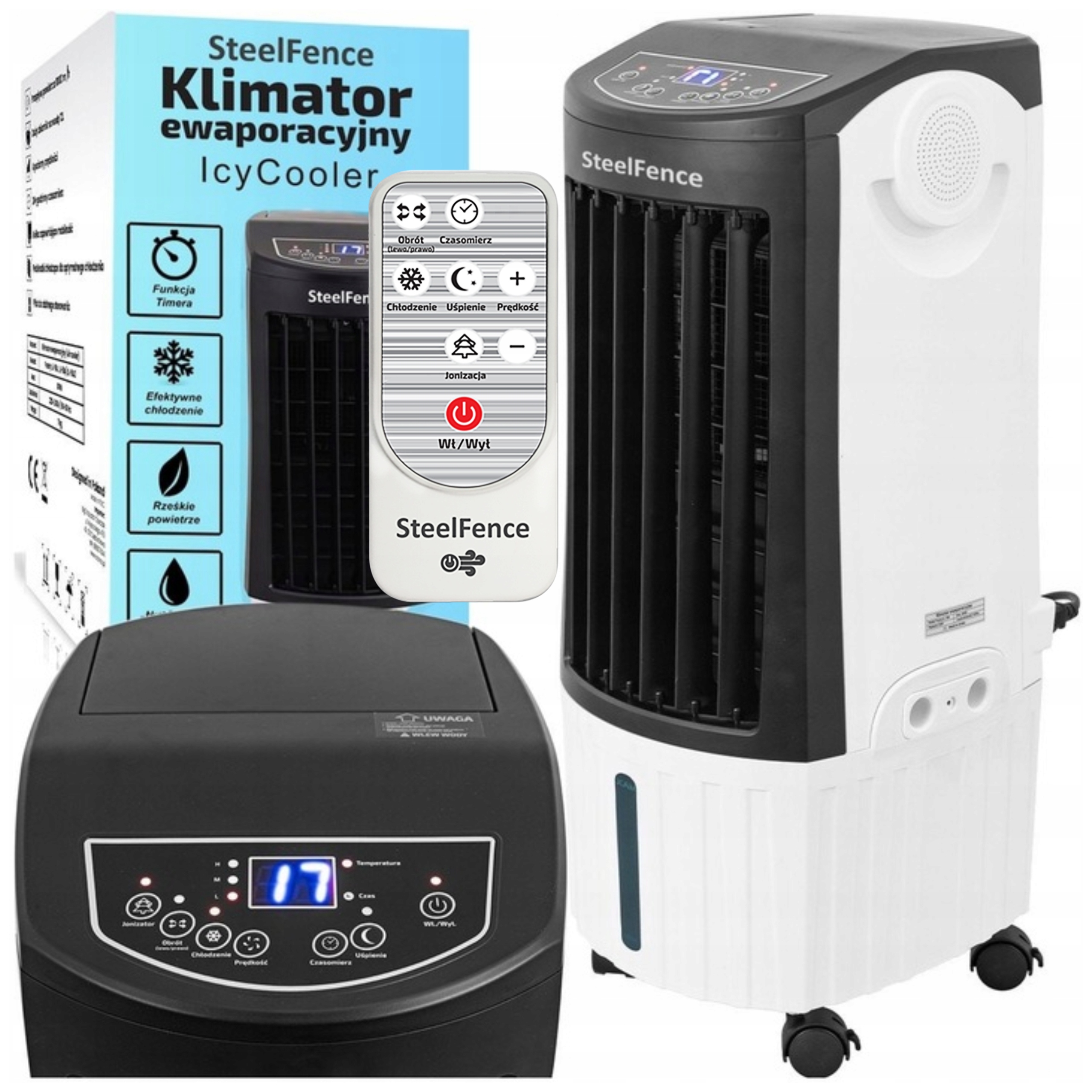 Klimator Klimatyzer Wodny Przenośny 12L Jonizacja Nawilżacz Pilot 5W1