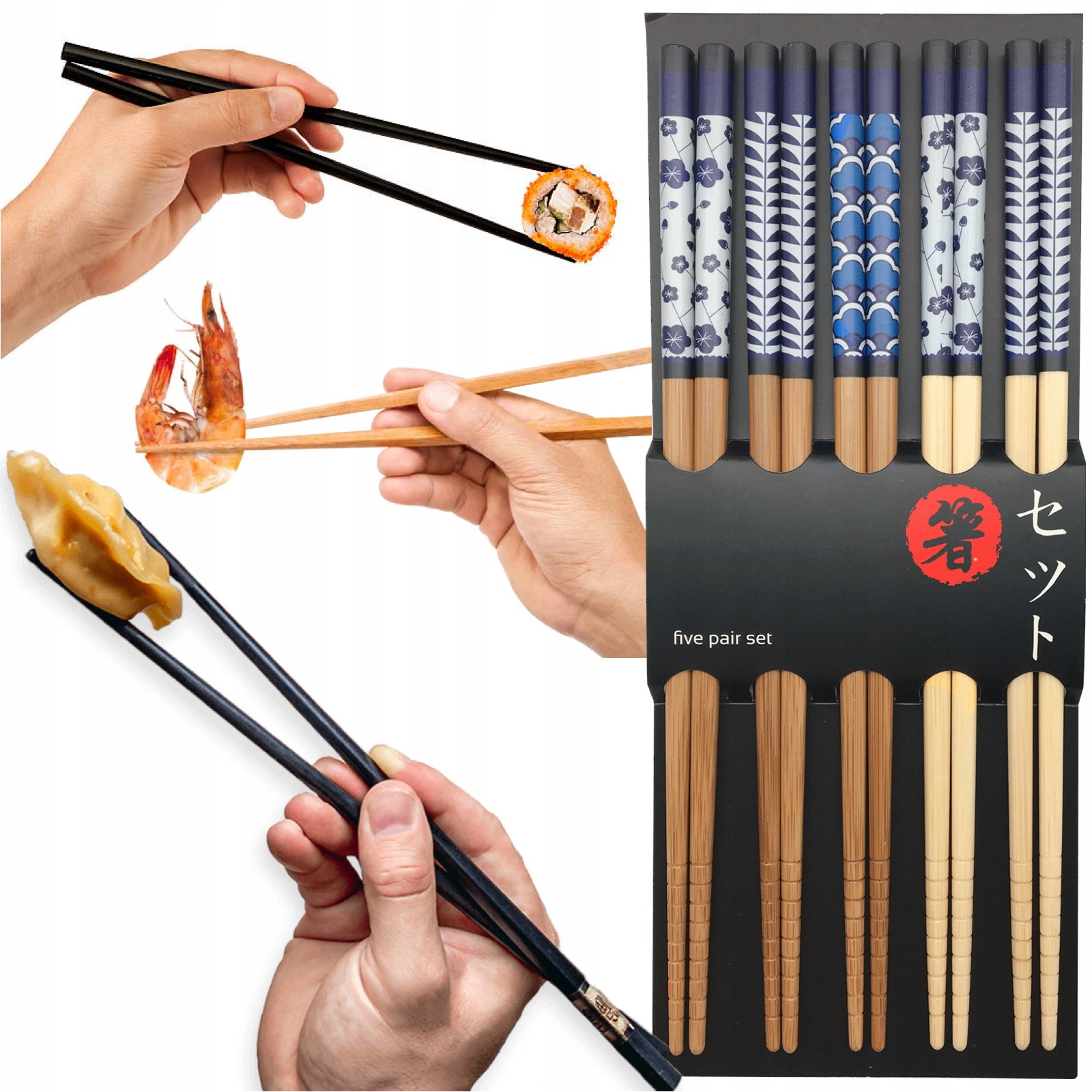 

Drewniane Pałeczki z Motywem 5 Par 22cm