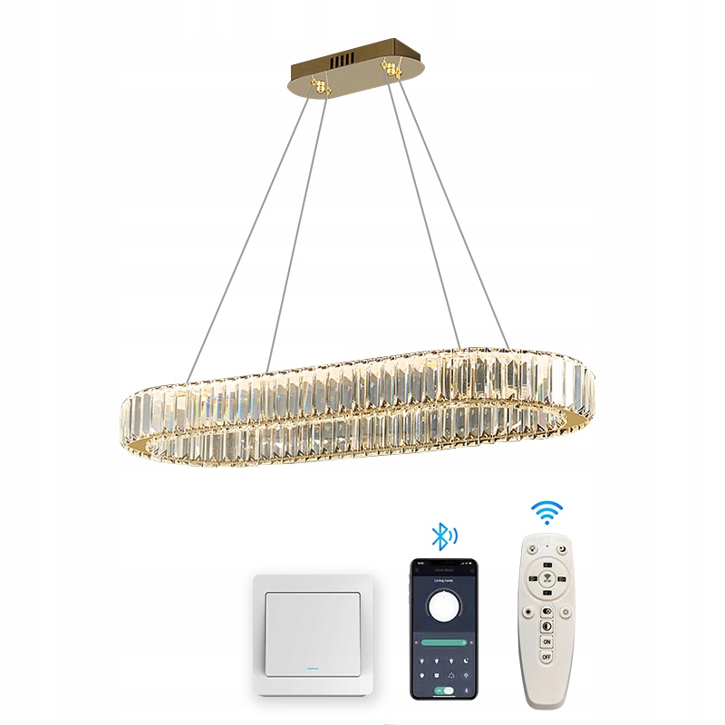 Lukkolight Lampa wisząca Led kryształowa 68W 80cm 3000-6000K