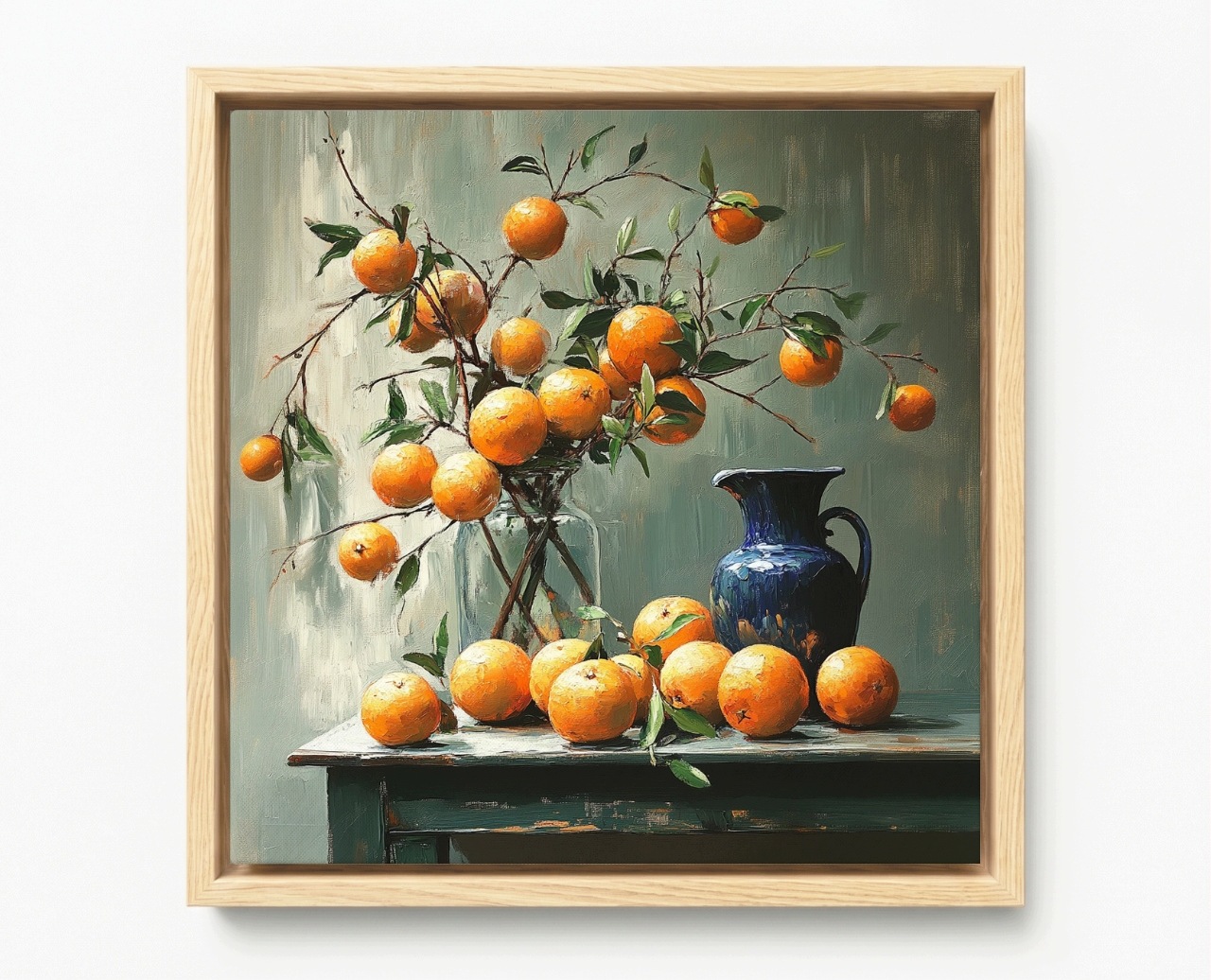 Obraz Rám Americký Box Dekorace Váza Pomeranče Mandarinky Džbán 40x40