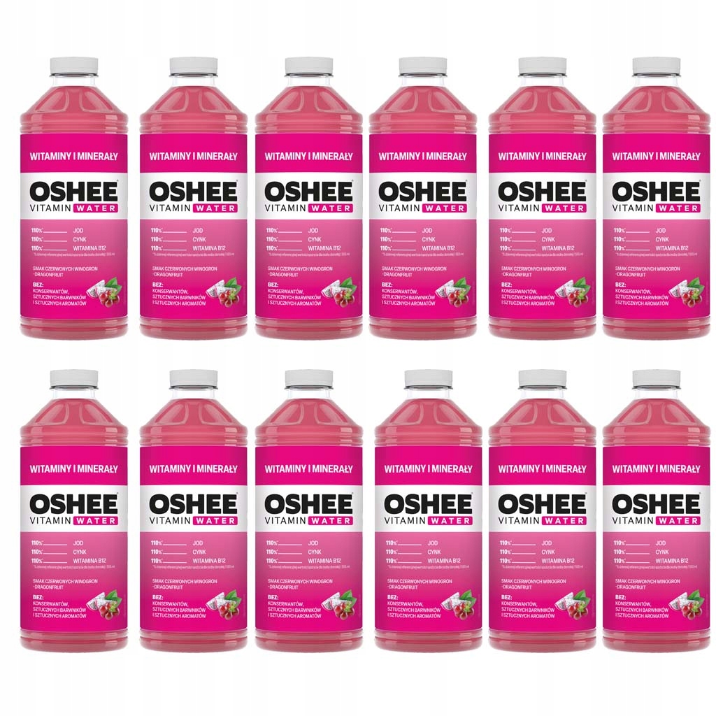 12 x Oshee Vitamin Water hroznové víno-dragonfruit 1.1 l