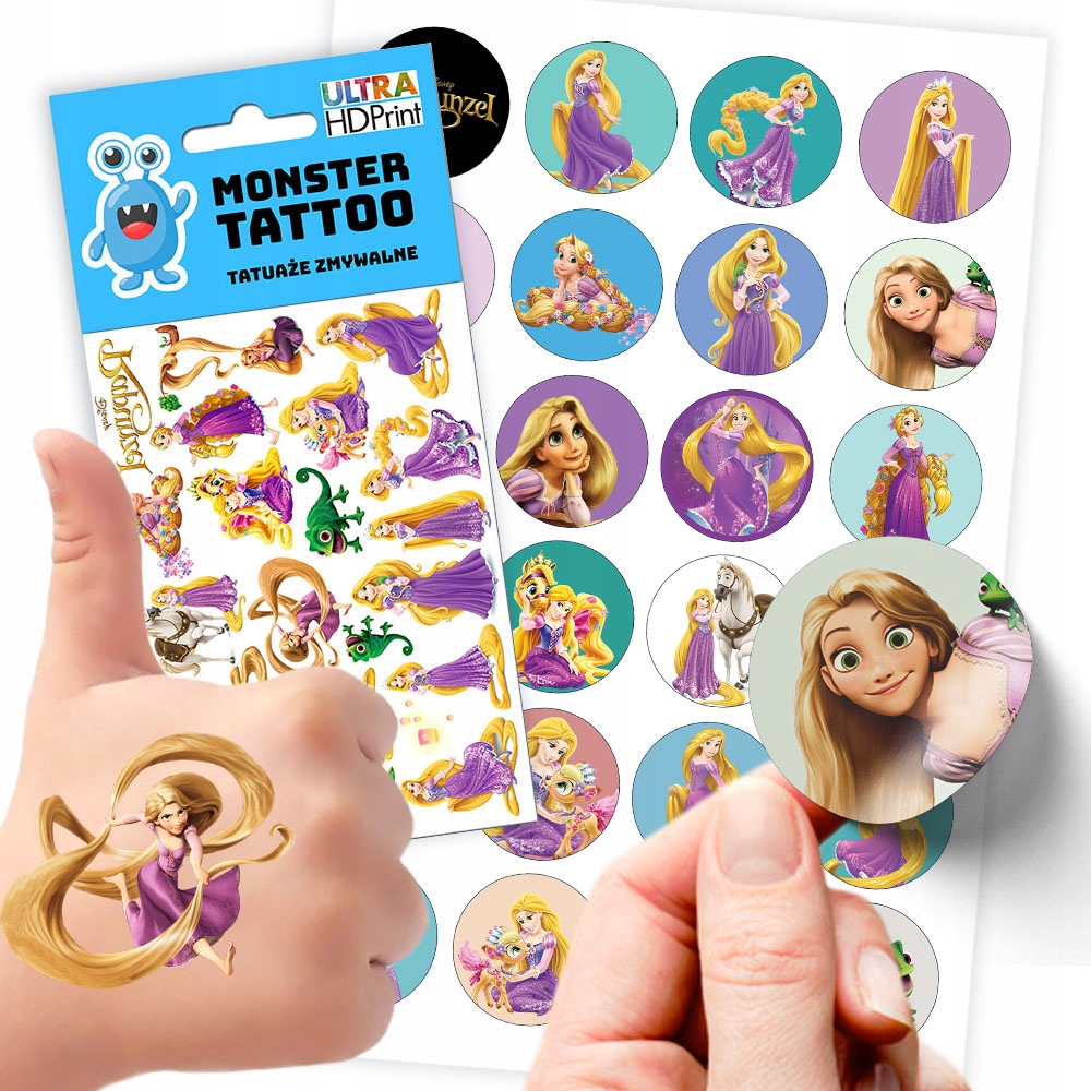 ZESTAW NAKLEJKI + TATUAŻE DLA DZIECI DZIECIĘCE ROSZPUNKA ZAPLĄTANI JAKOŚĆ