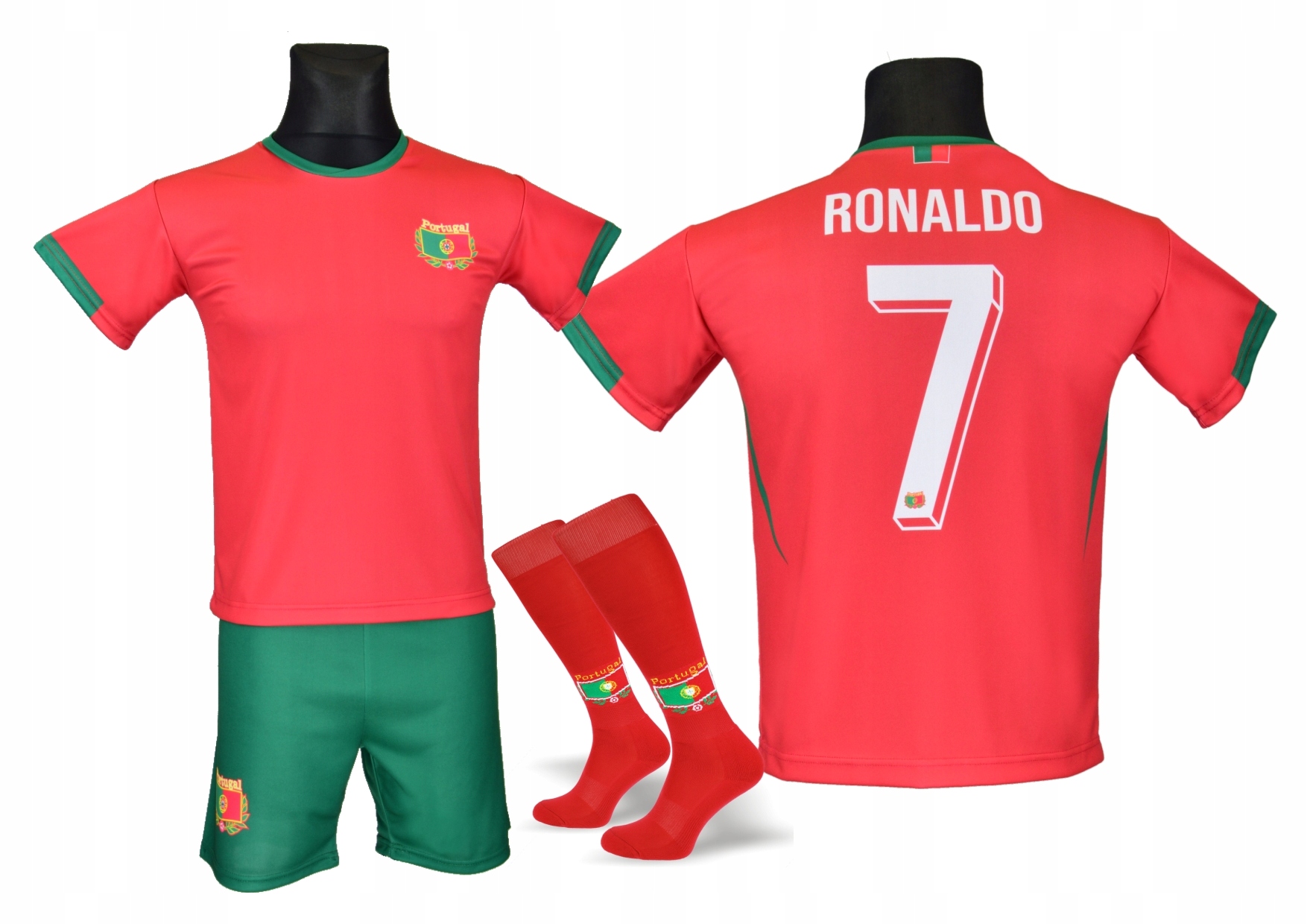 Ronaldo strój koszulka spodenki getry Portugalia rozmiar 146