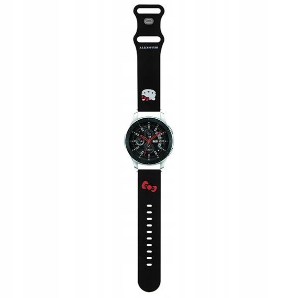 Pasek silikonowy Hello Kitty z głową kota, czarny, 22mm