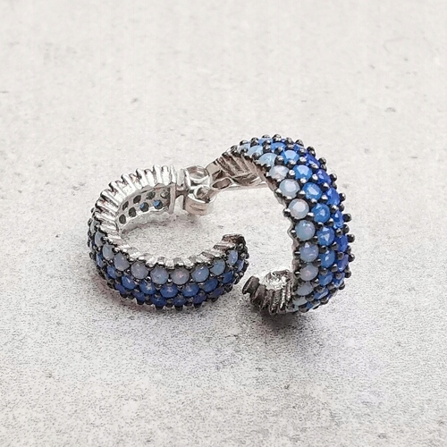 Stříbrné náušnice ombre v odstínech modré