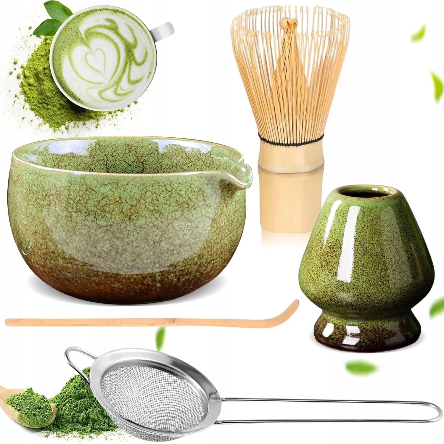 Levně Sada Příslušenství Pro Přípravu Čaje Matcha Matchawan Šálek Metla 5EL