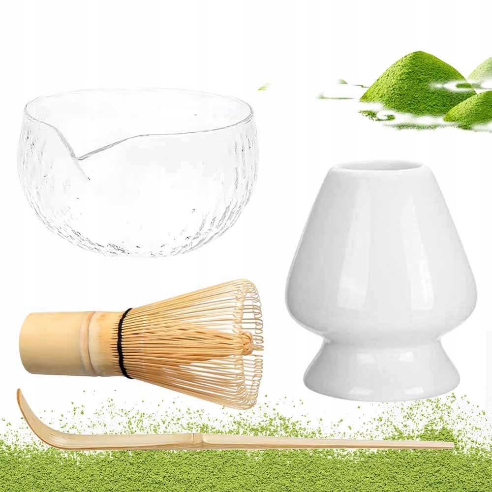 Levně 4 Ks Sada Metliček Na Matchu Štětec Chashaku Skleněná Miska 500 ML