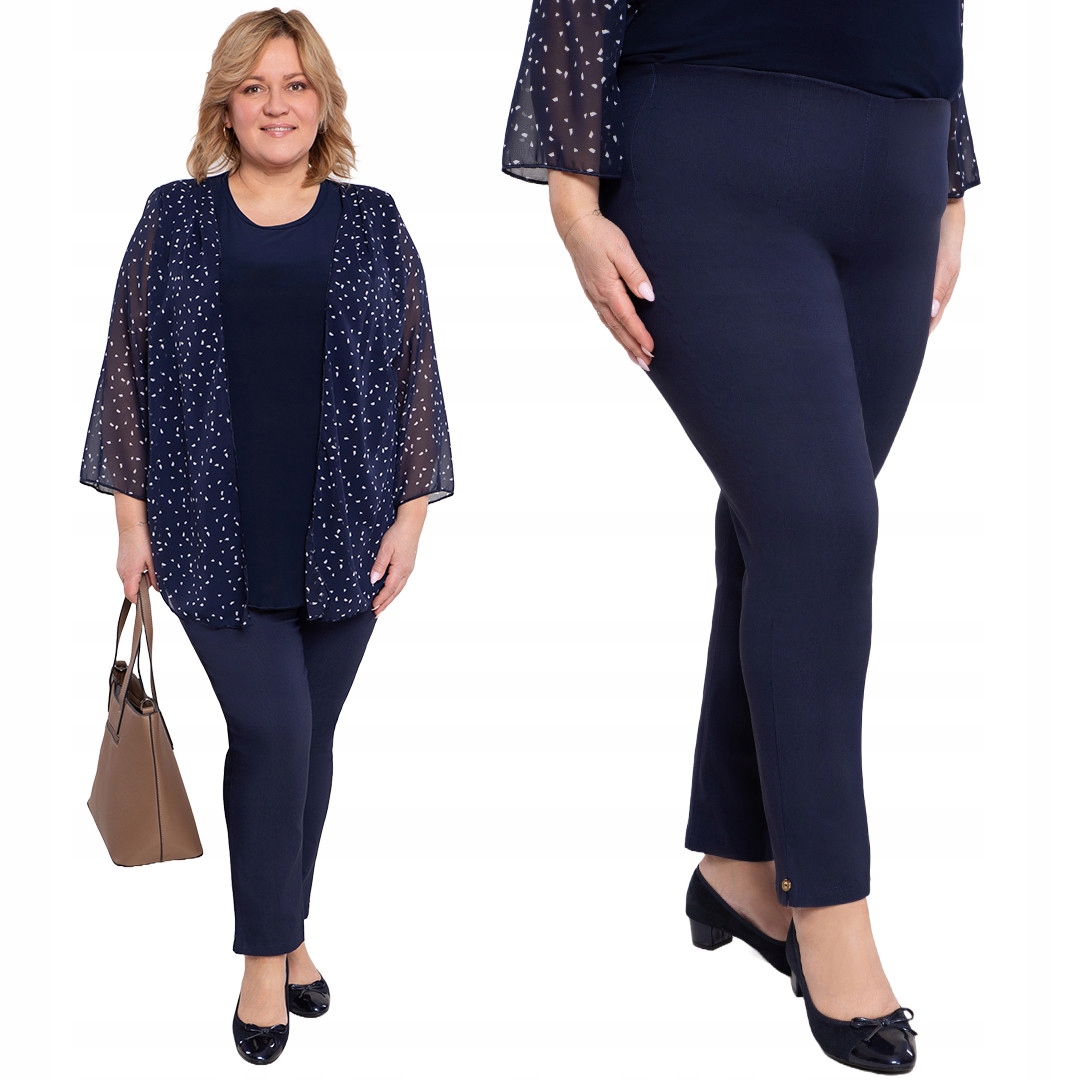 Tmavě modré 7/8 kalhoty s vysokým pasem, velikost 46