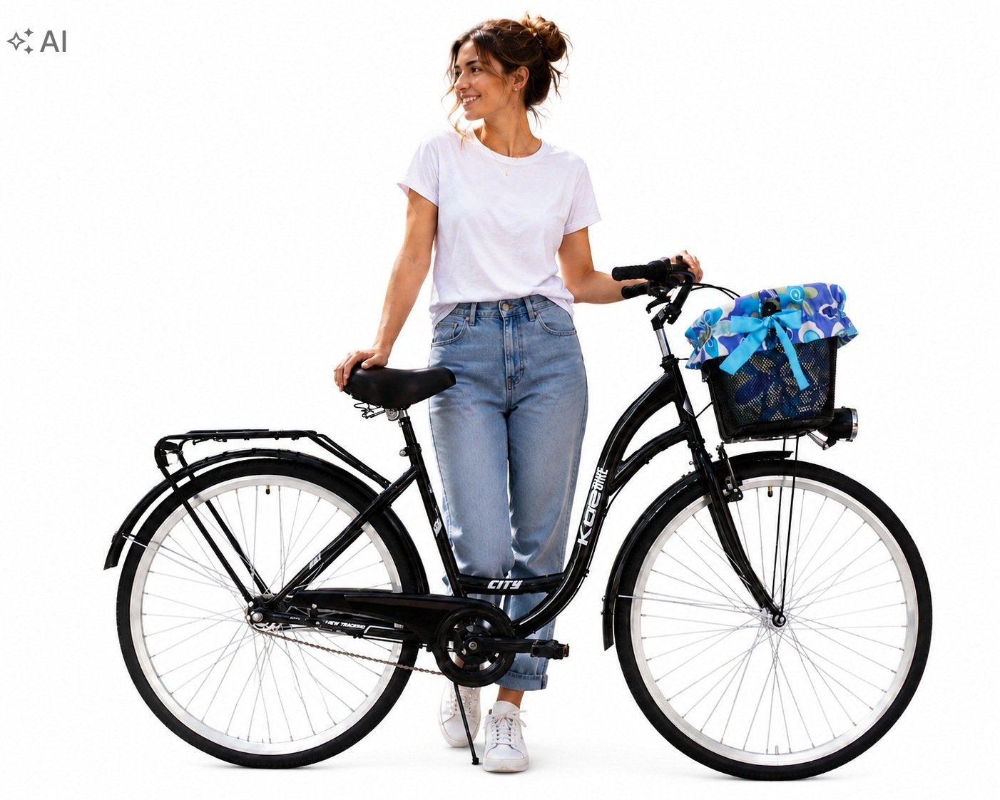 Stylowy rower miejski damski 28 Kozbike 3 biegi czarny kosz pompka