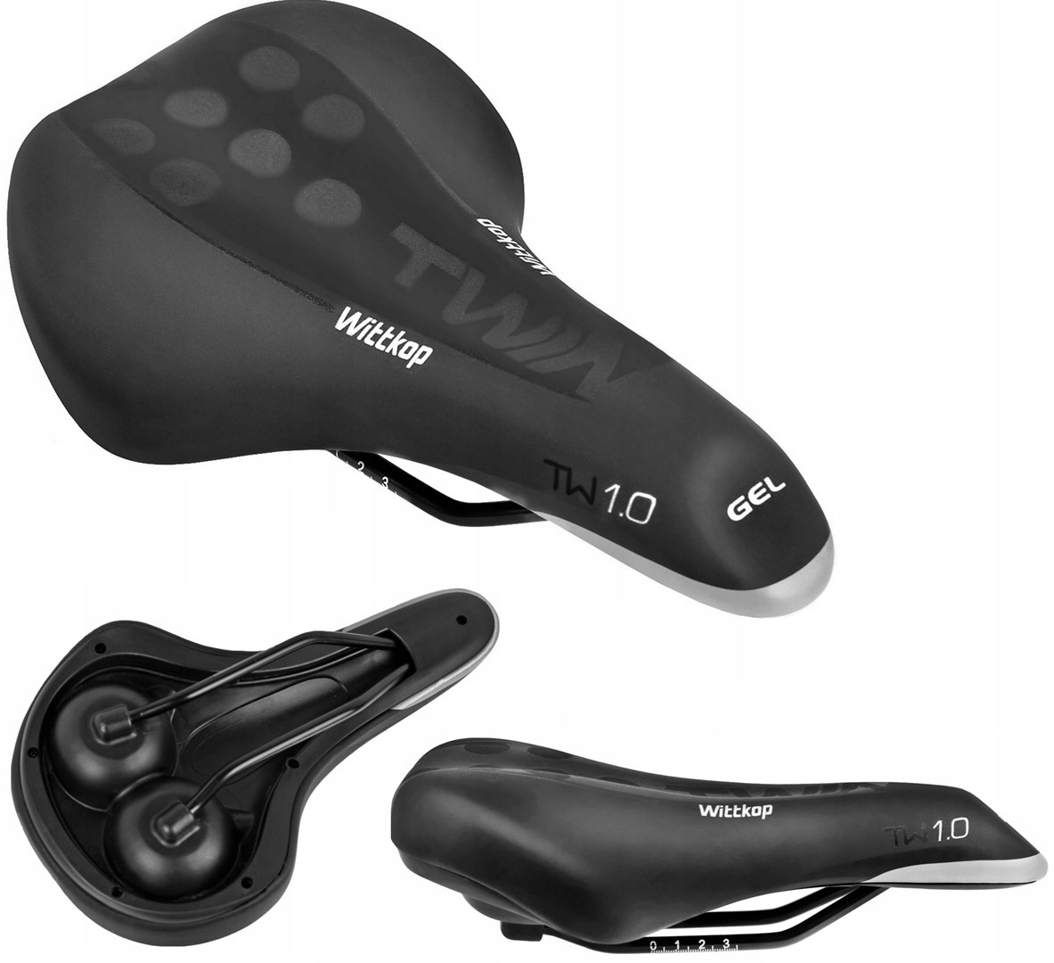 Siodełko Rowerowe Żelowe Męskie Wittkop Twin 1.0 Gel 270x170 Trekking Mtb