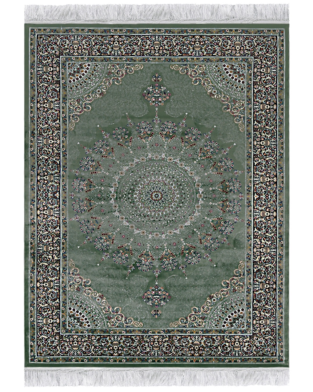 Koberec do obývacího pokoje zelený 160x230 cm, orientální, tradiční, měkký, krátký vlas