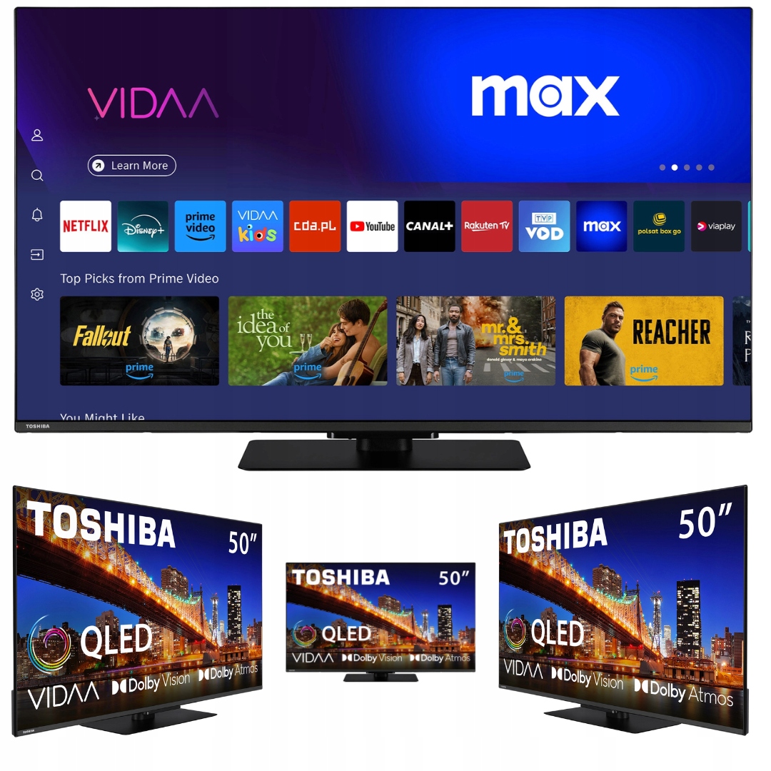 Telewizor Qled 50" Toshiba 50QV3F63DA Smart Tv 4K Vidaa DVB-T2S2 Bezramkowy