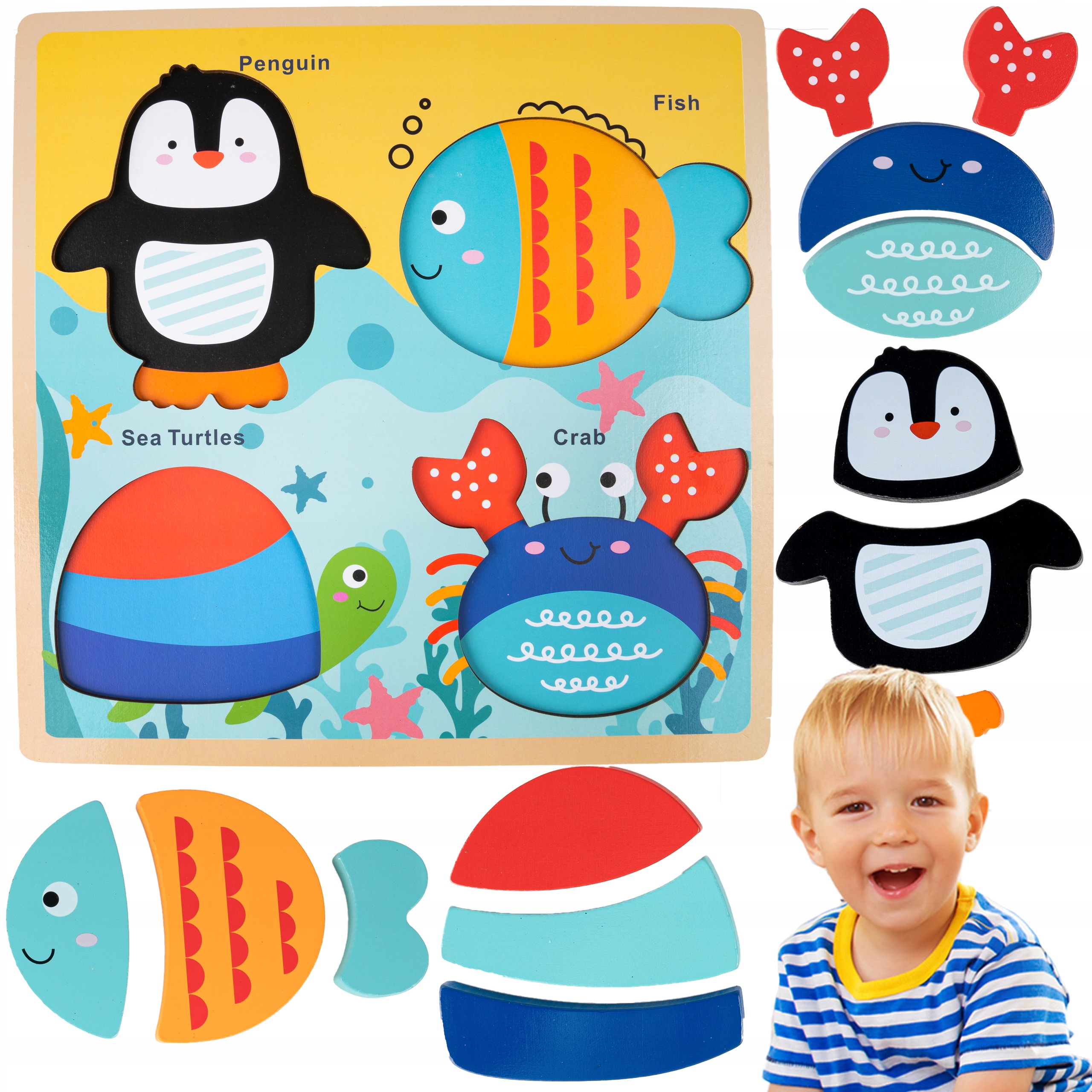 

Układanka Drewniana Zwierzęta Morskie Dopasowanie