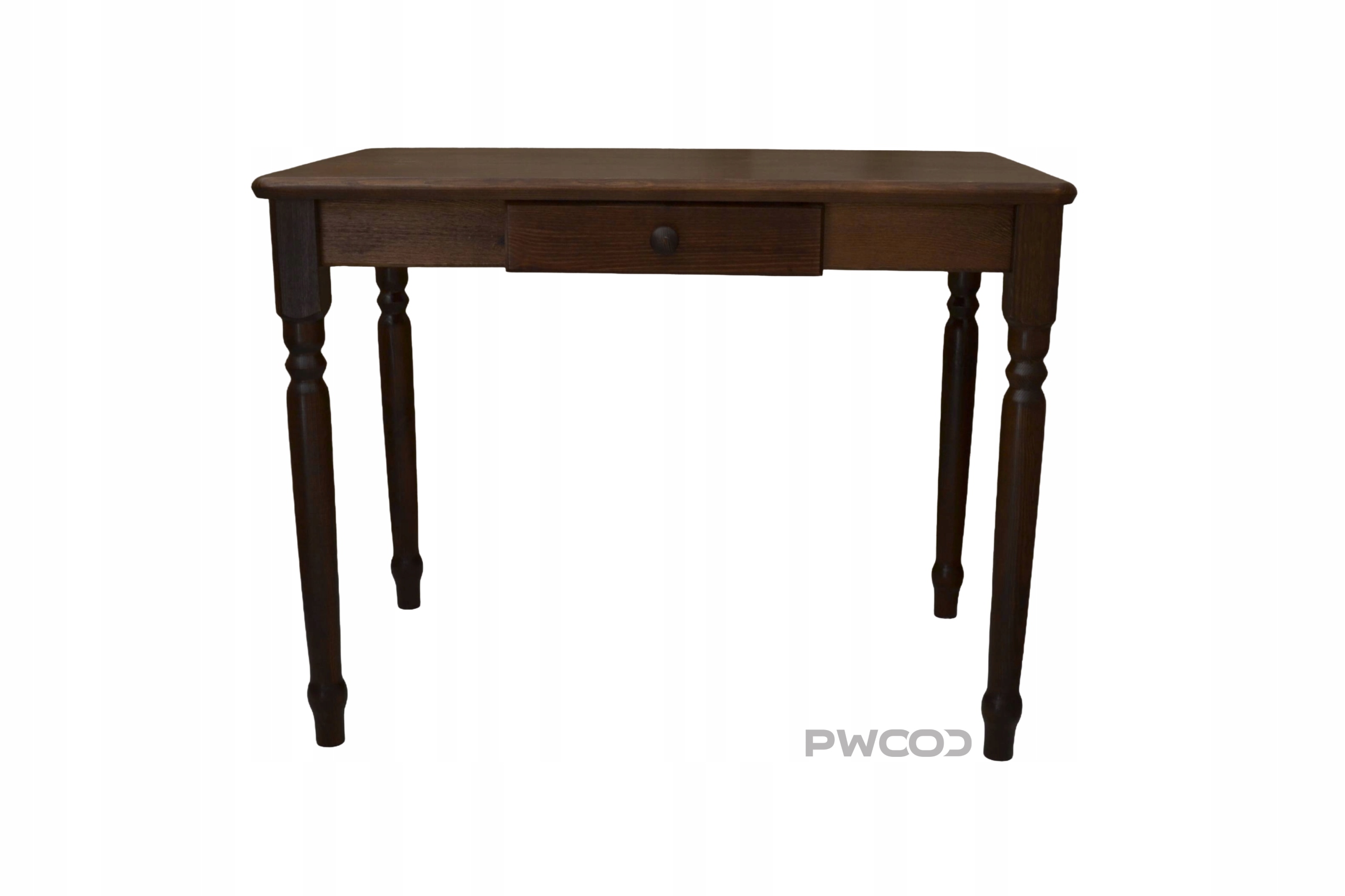 Dřevěný Stůl šuplík, soustružený, barva ořech 70x70 cm