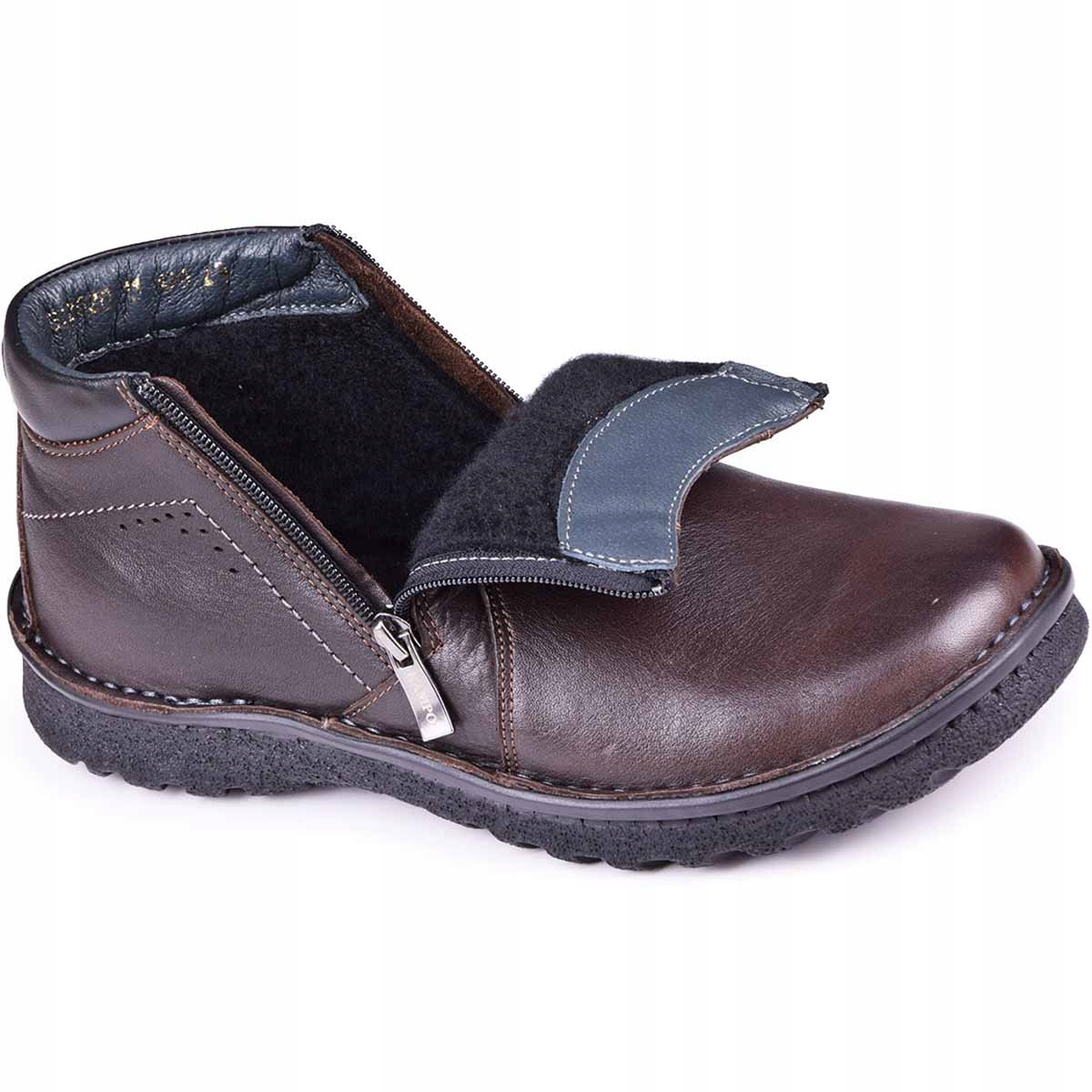 Trzewiki męskie zimowe skórzane buty ocieplane skóra naturalna szerokie 41 Oryginalne opakowanie producenta pudełko