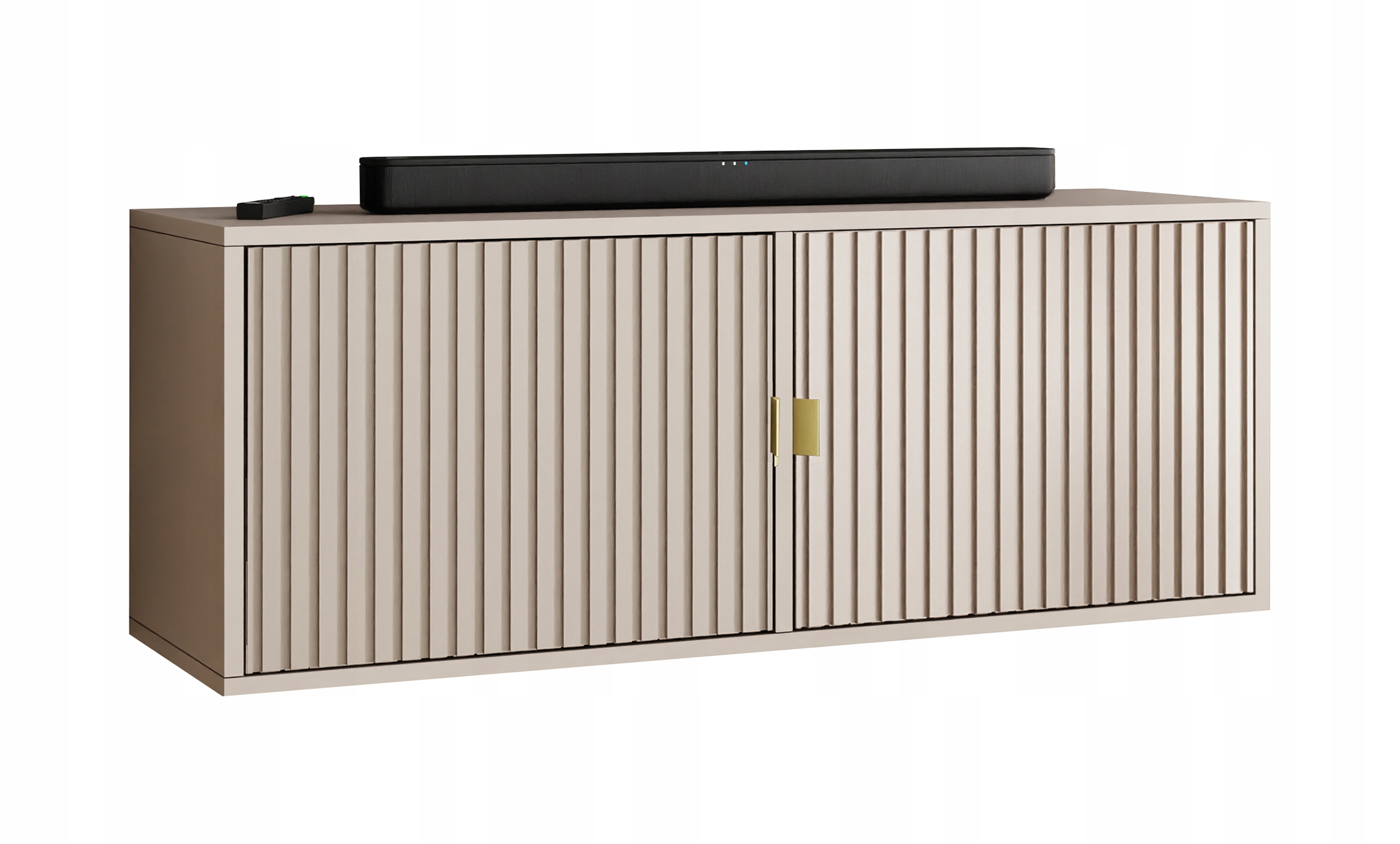 Rtv skříňka Veli 2, zlatá, s kašmírovými čely