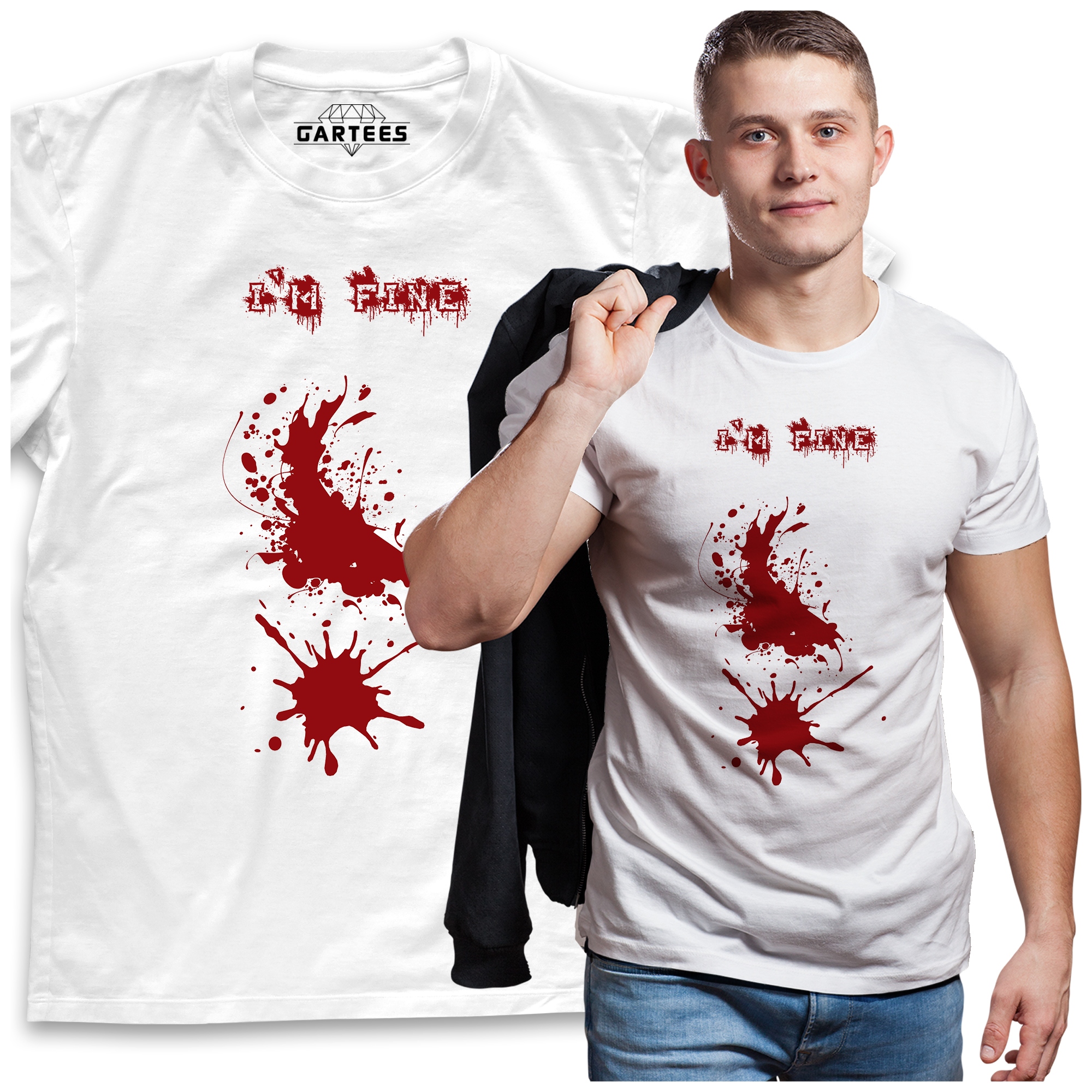 

Koszulka Męska I'M Fine Blood Krew Poturbowany