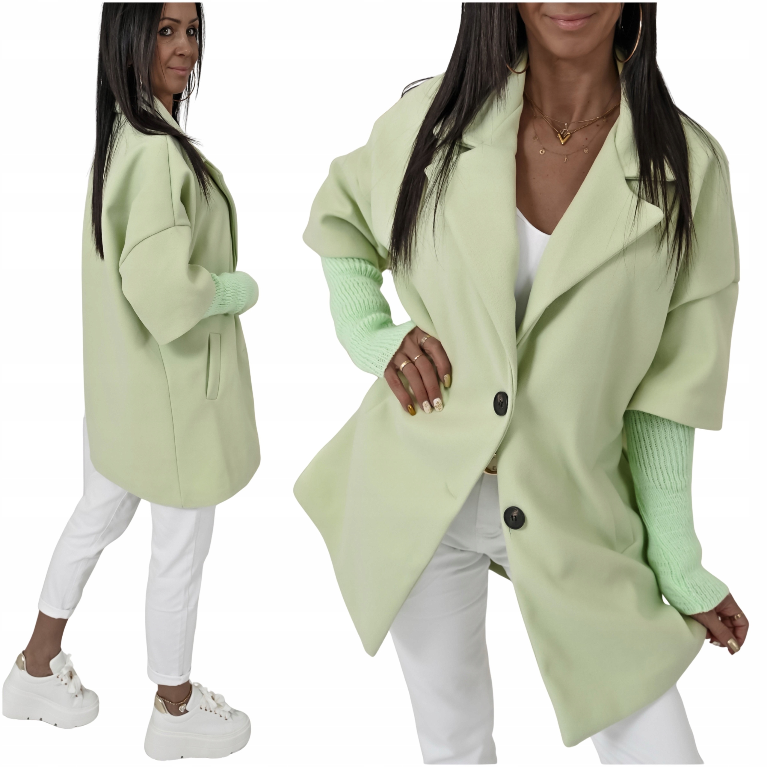 Stylowy Przejściowy Pastelowy Płaszczyk Nerina! WZ.2