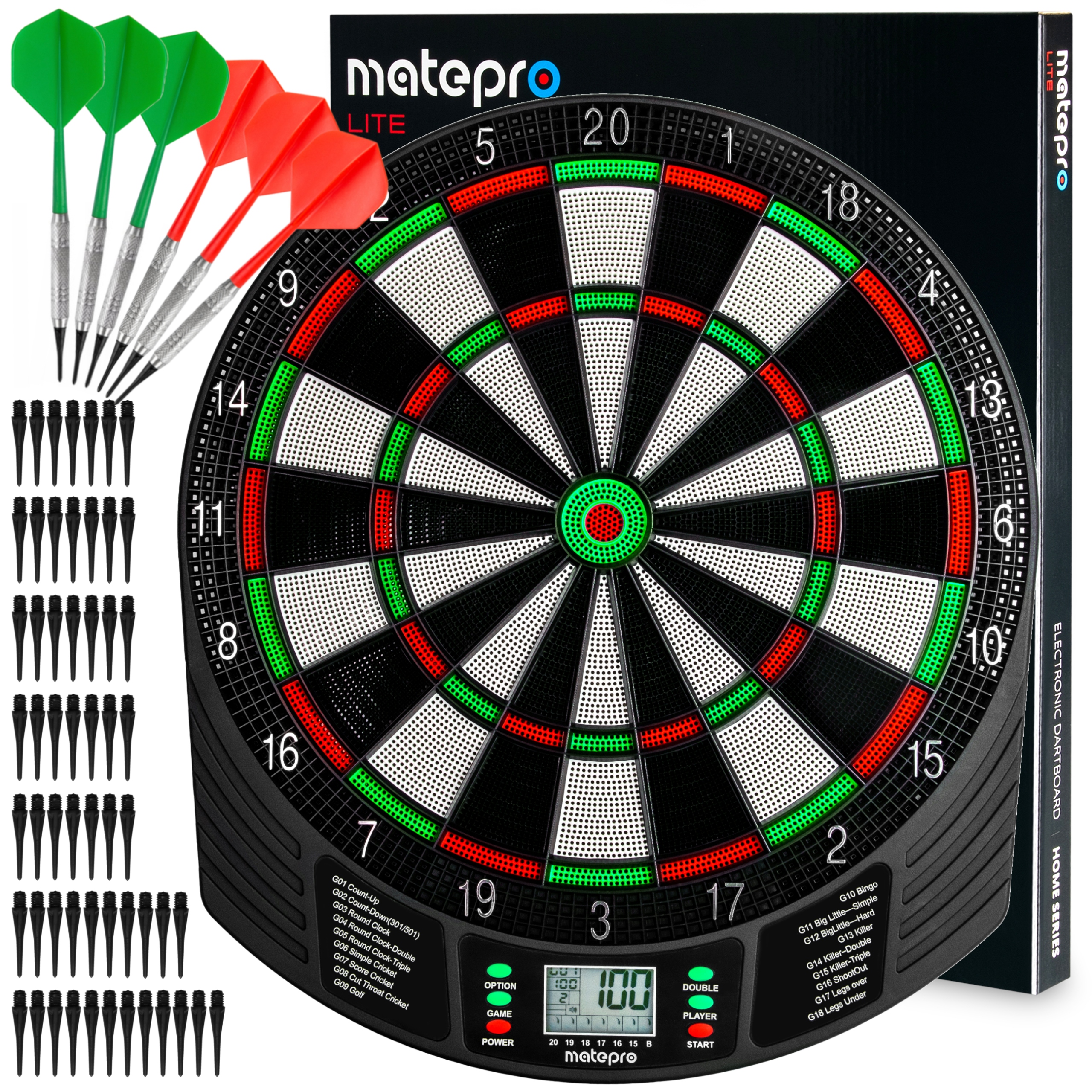 Elektronický terč na šipky s šipkami Matepro Lite