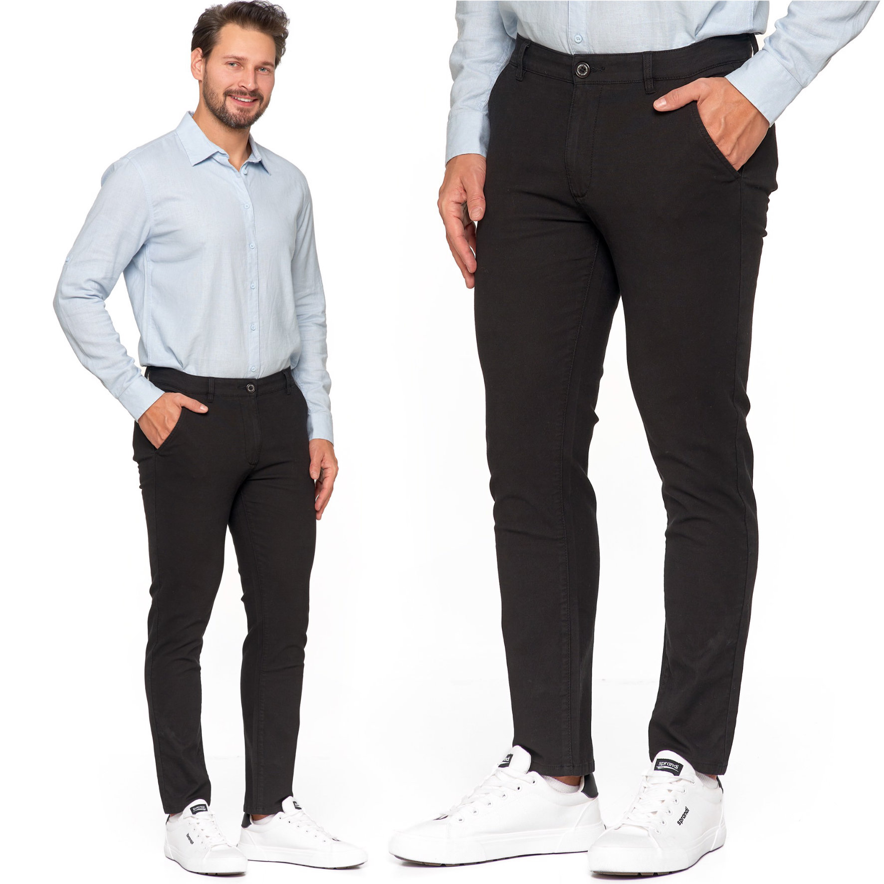 Pánské Chinos Bavlněné Kalhoty Elegantní Pro Každodenní Nošení Moraj Černé VEL.32