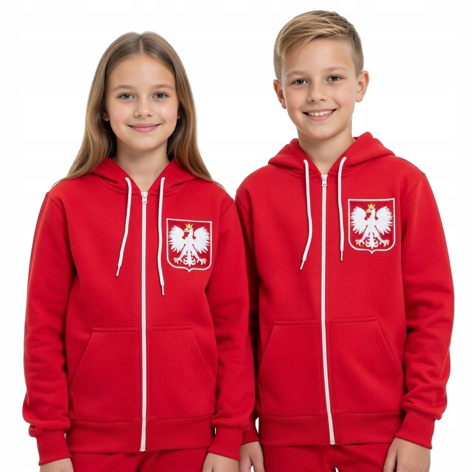 Polska Haftowana Bluza Patriotyczna Kibica Premium Bawełna Dziecięca 134