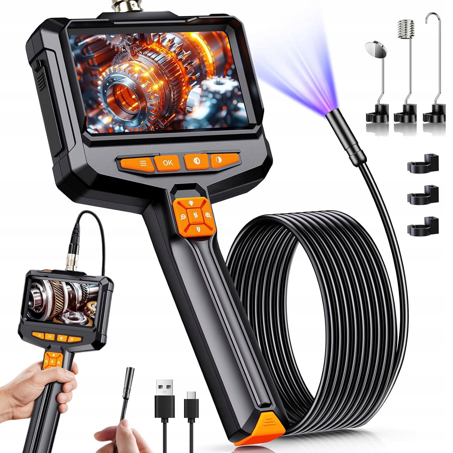 Inspekční Kamera Endoskop 5M 8,5 mm Hd LCD pro Led Motorové Trubky