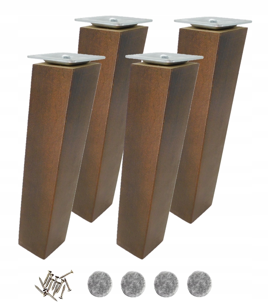 Buková nábytková noha 30 cm zkosená, ořechové mořidlo, s upevněním