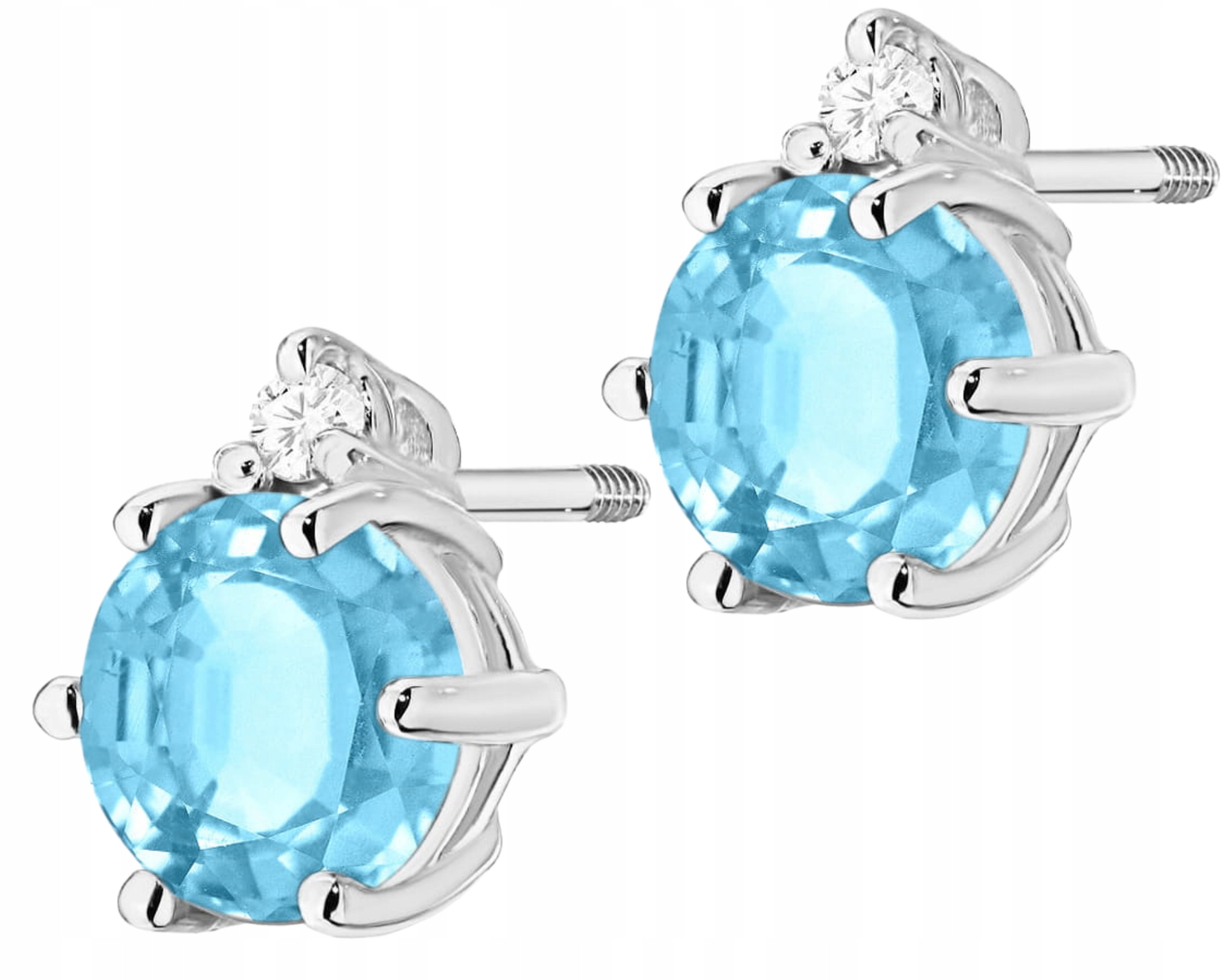 Bílé Zlato Náušnice S Topazem Šroubovací Tyčinka Brilianty Dárek Zlato 585