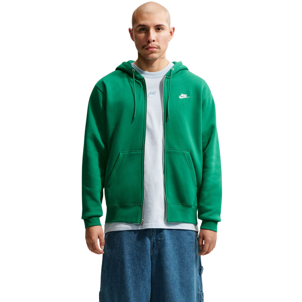 Pánská mikina Nike Club Bb Fz Hoodie zelená FN3861 365 S