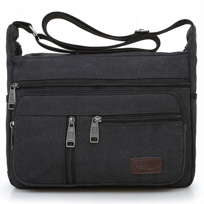 TORBA MĘSKA POJEMNA Do Pracy Na Ramię Mocna LISTONOSZKA GRAFITOWA MODNA Wzór dominujący bez wzoru