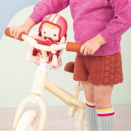 Lilliputiens Lalka dzidziuś w foteliku rowerowym z komforterem i kaskiem