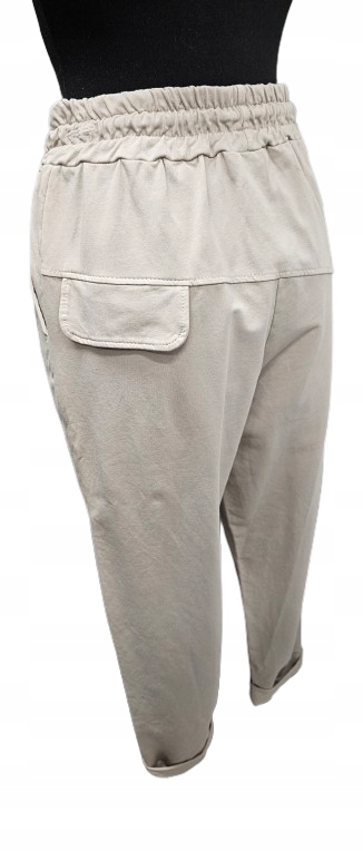 Spodnie Bawełniane Z Patką CASUAL-beżowe- Wiya Italia