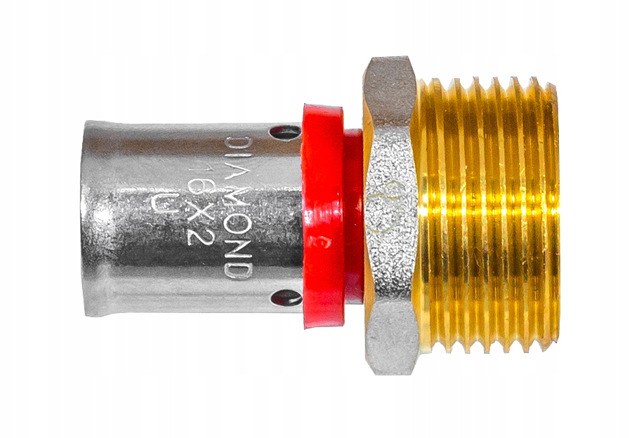 ZŁĄCZKA NYPLOWA ZAPRASOWYWANA PEX ALUPEX 16 x 3/4 GZ TYP SZCZĘK "U" MOSIĄDZ Stan opakowania oryginalne