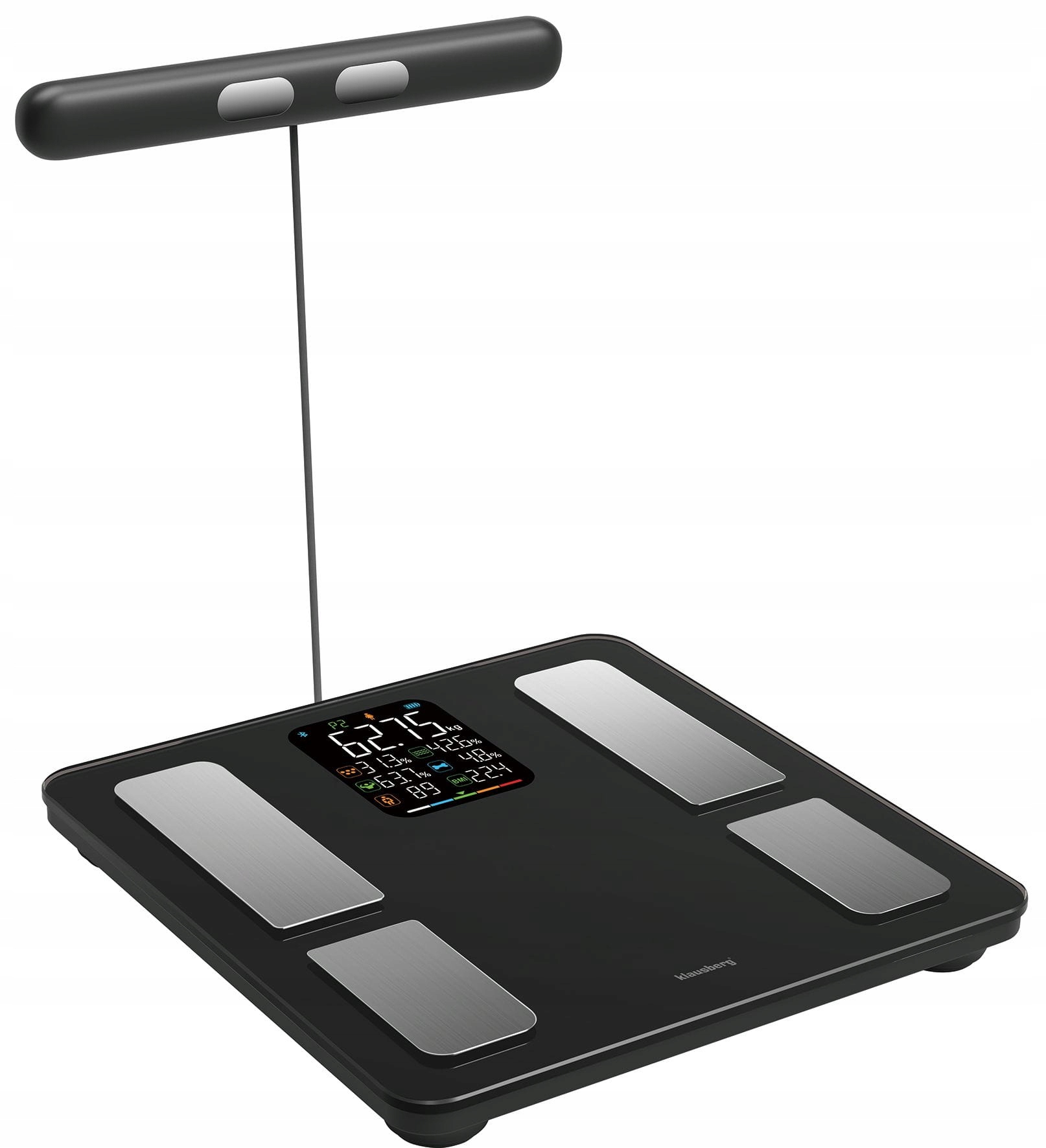 Waga łazienkowa z uchwytem, elektroniczna, precyzyjna skład ciała, czarna