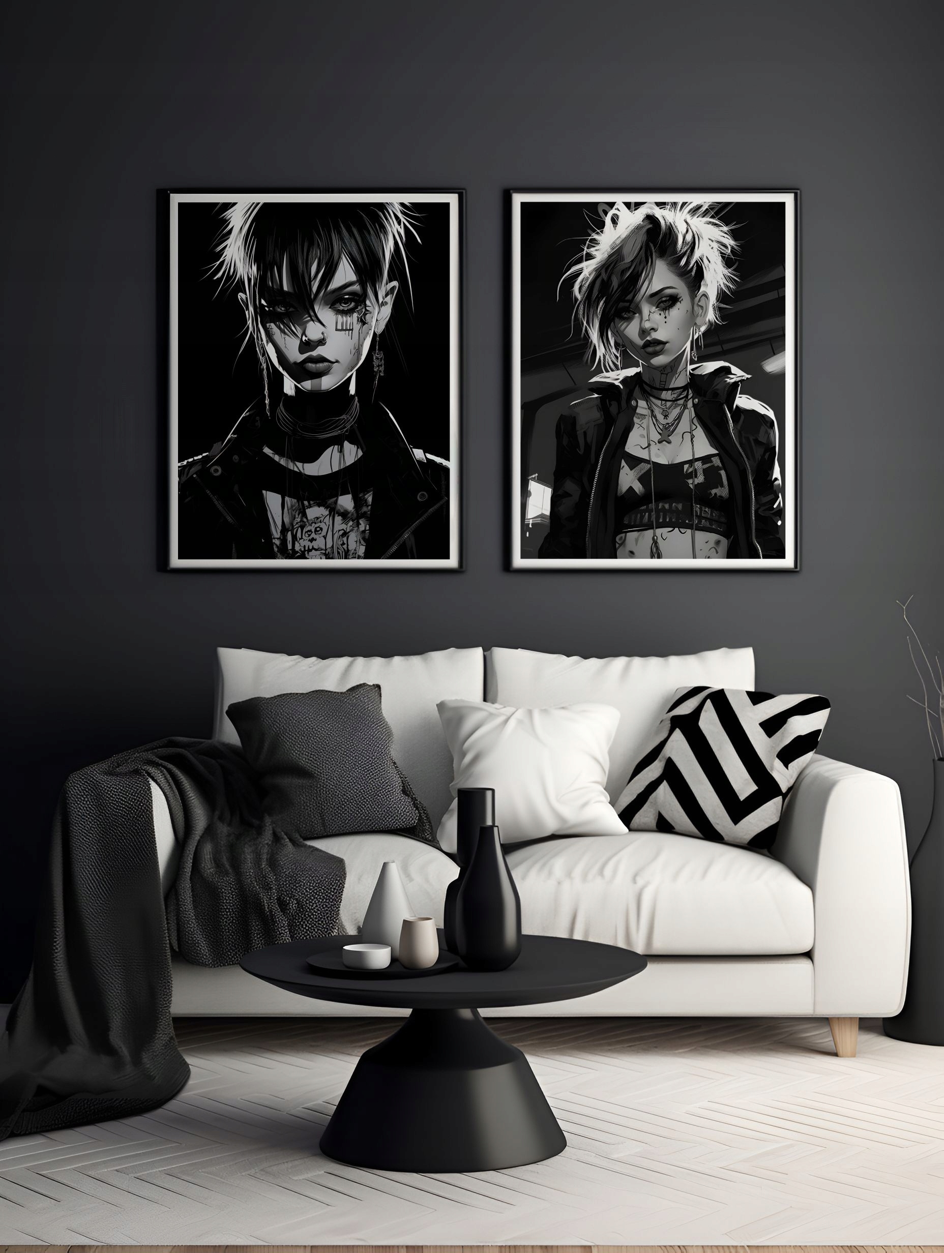 Plakat na Ścianę Obraz Dziewczyna Punk Gothic 30x40 cm Premium ElliveX Szerokość produktu 30 cm