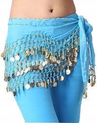 Chusta do taniec brzucha bellydance belly dance błękitna złote monetki Kod producenta B0046-1