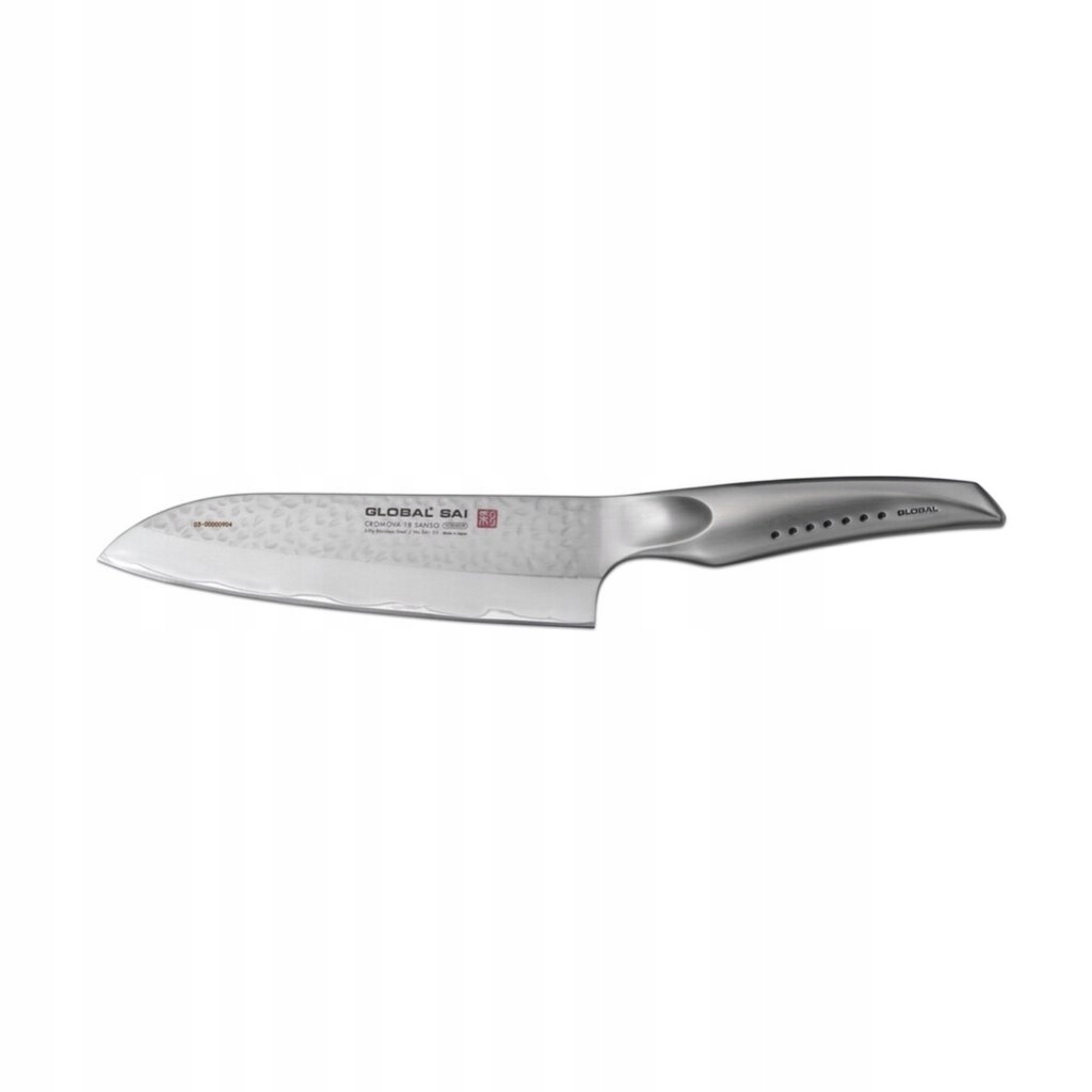 Nôž Santoku Global Sai 19 cm s kladivkovou povrchovou úpravou SAI-03