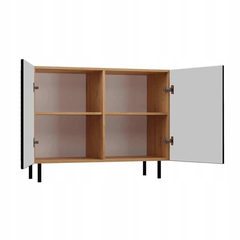 KOMODA 100 cm SZAFKA NOWOCZESNA POJEMNA PÓŁKI DRZWI LAMELE ARTISAN CZERŃ Kolor frontów czarny